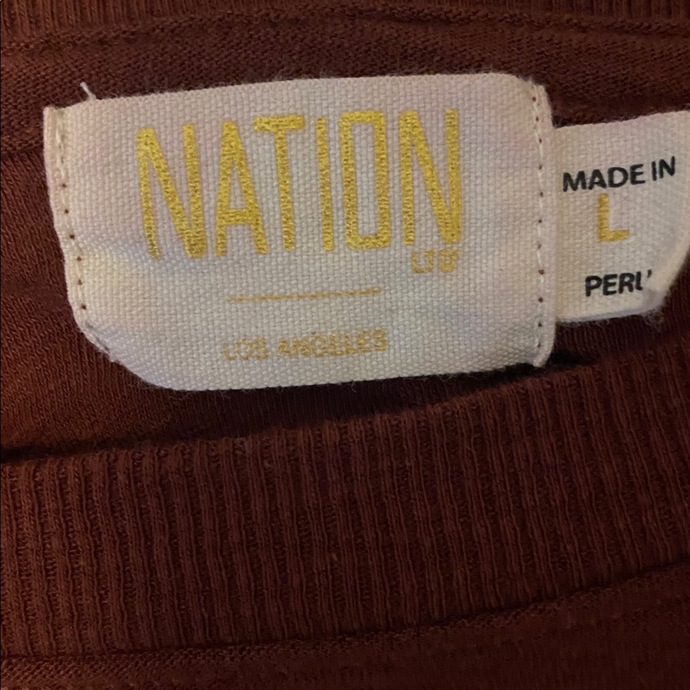 Nation LTD Long Sleeve Top in Rich Brown - Picture 3 of 3